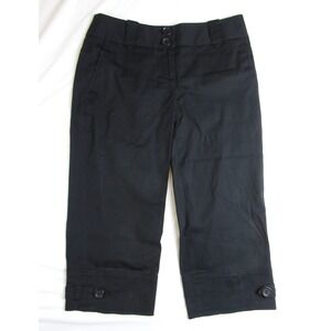 LOFT Crop Pants Marisa Fit Career Black Cuff Buttons Women's Size 0P